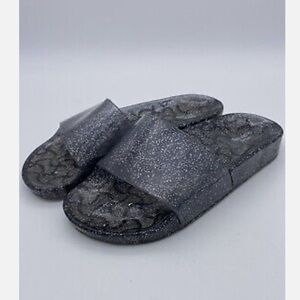 URBAN OUTFITTERS jelly metallic sandals size 7 90s Y2K black silver